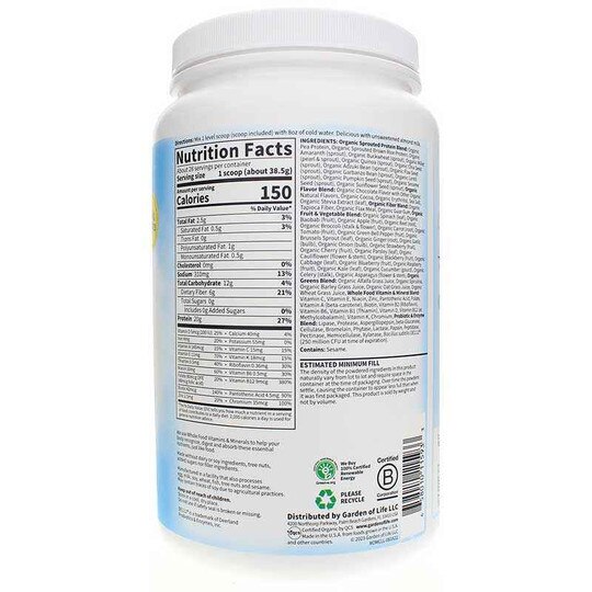 Raw Organic Meal Shake & Meal Replacement, GOL